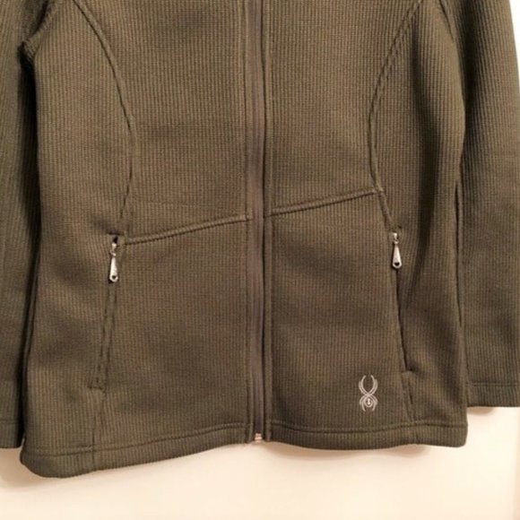 New SPYDER Dark Green Zip Core Knit Jacket Size S Snowboard Ski Outdoor Active - Picture 5 of 9